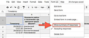 Google form response summary