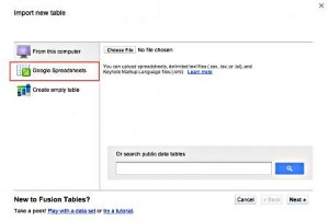 Import Google Spreadsheet into Fusion Tables