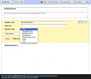 New form and question type for a Google form