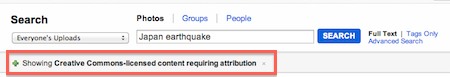 Flickr search for Creative Commons Attribution licence photos