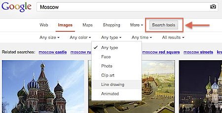 Google Image Search options