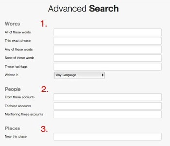 Twitter advanced search options